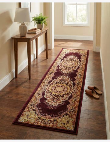 Burgundy Red Kamala Washable Runner Rug