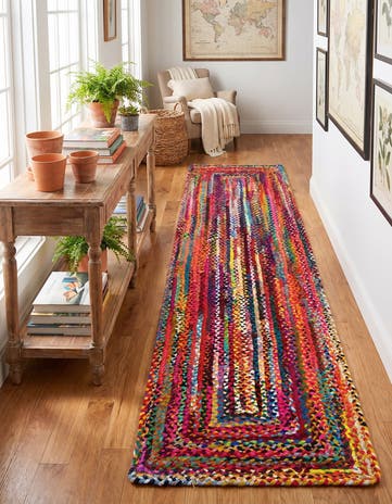 2' 7 x 13' 1 Handmade Braided Chindi Runner Rug