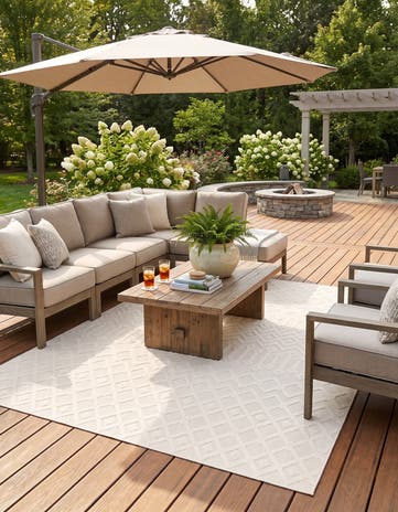 9' x 12' Easy-Clean Trellis Textured Indoor / Outdoor Rug