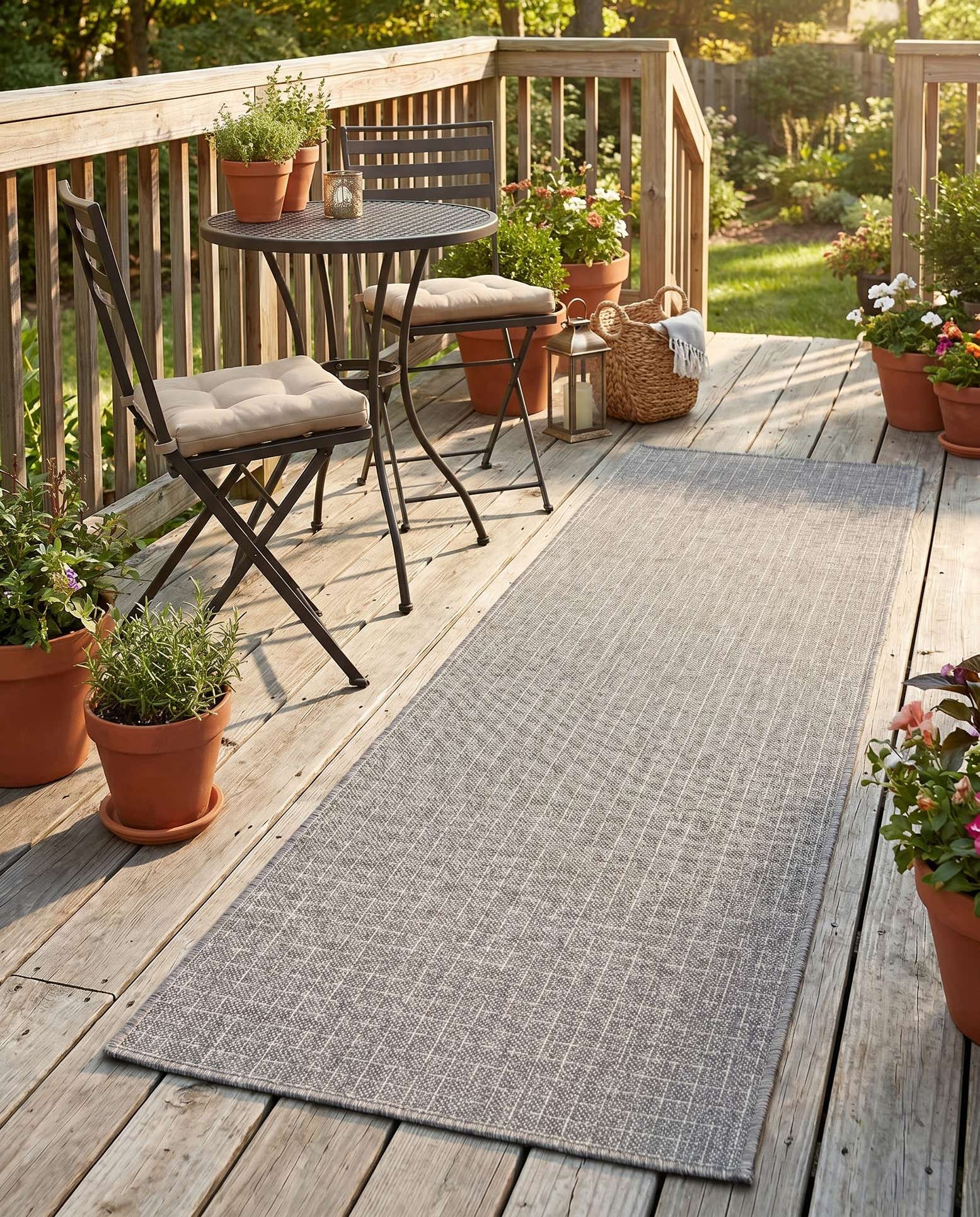 2' x 8' Easy-Clean Checkered Indoor / Outdoor Runner Rug