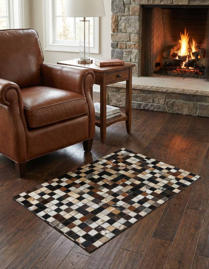 Detail image of 2' 1 x 3' Cowhide Leather Rug