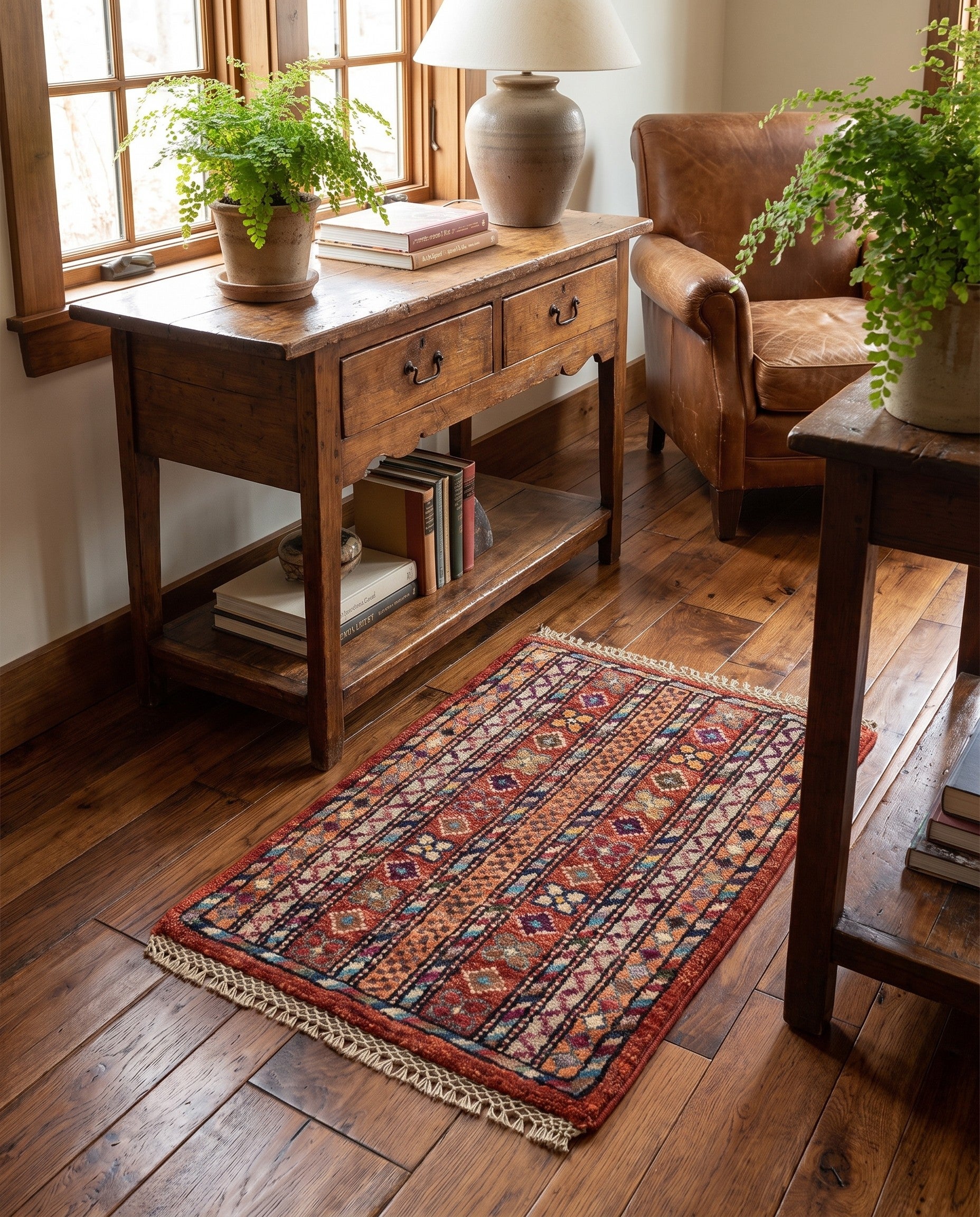 1' 4 x 2' Hand Knotted Ziegler Rug