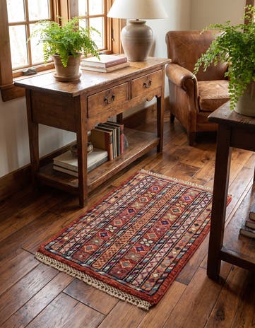1' 4 x 2' Hand Knotted Ziegler Rug
