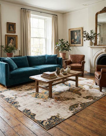 6' 7 x 8' 4 Hand Knotted Ultra Vintage Persian Wool Square Rug