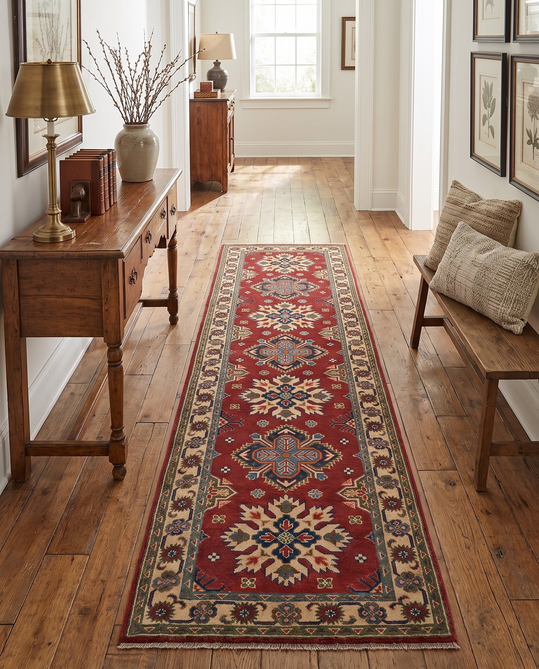 2' 8 x 9' 9 Hand Knotted Kazak Runner Rug
