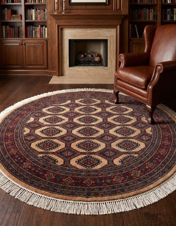 5' 10 x 6' 2 Hand Knotted Bokhara Oriental Wool Round Rug