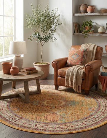 Gold Alexis Round Rug