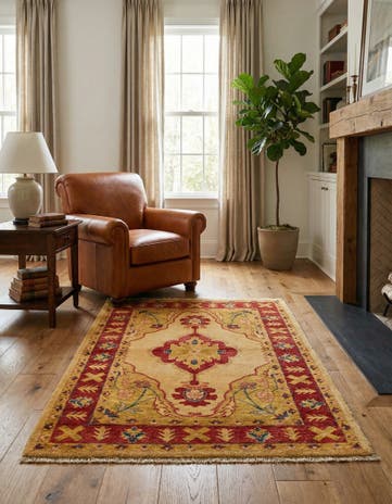 3' 5 x 5' 1 Hand Knotted Ziegler Wool Rug