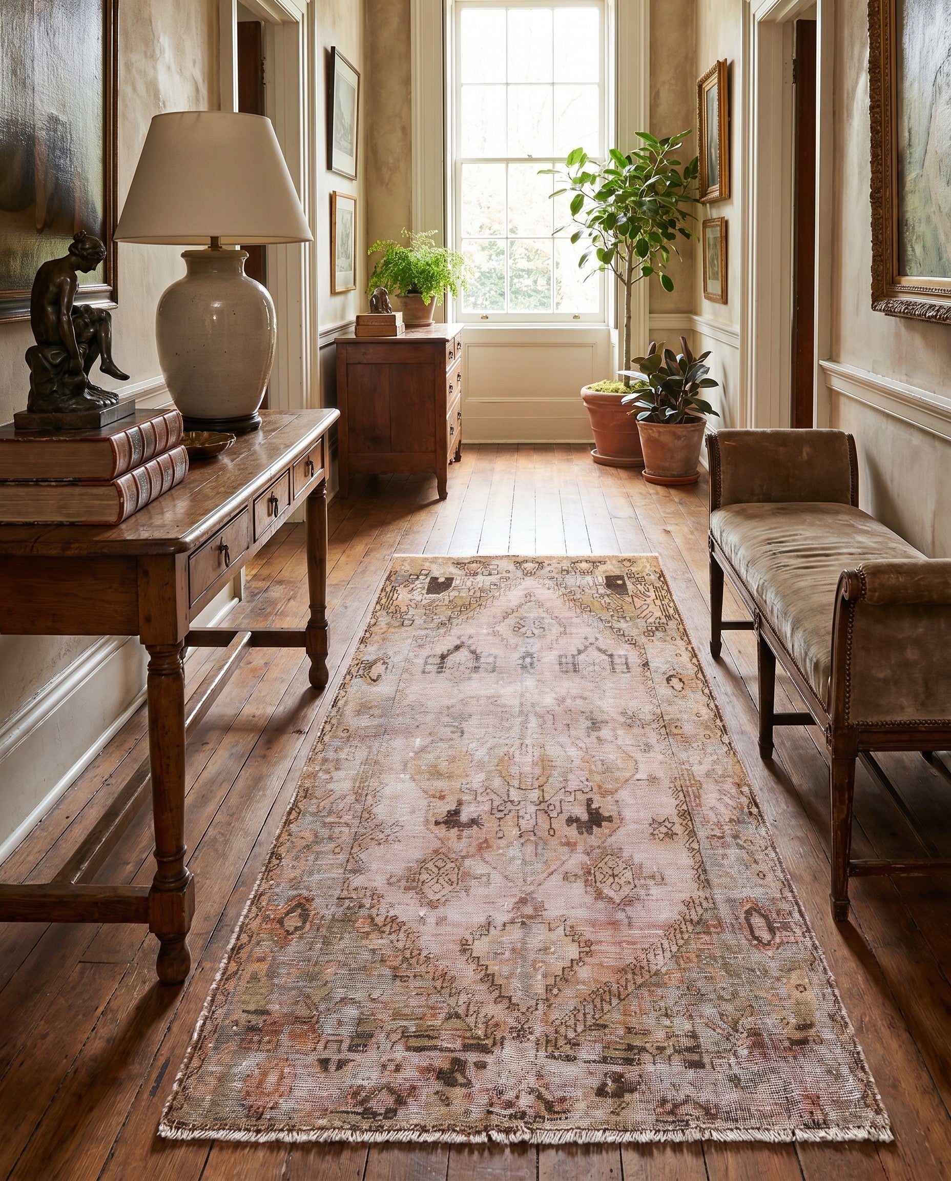 4' 4 x 6' 9 Hand Knotted Ultra Vintage Persian Wool Runner Rug