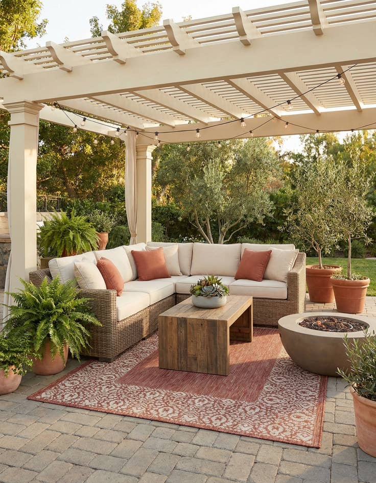 Detail image of 5' 3 x 8' Washable Border Indoor / Outdoor Rug