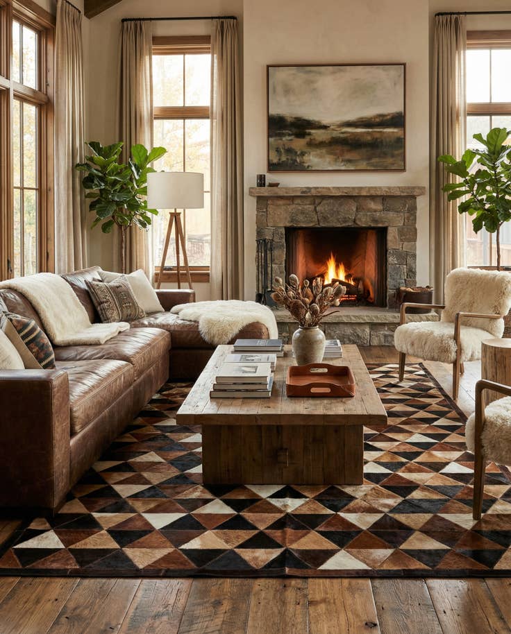 Detail image of 5' 1 x 7' 11 Cowhide Stocks Rug