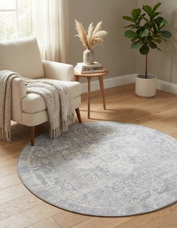 Gray Washable Timeless Round Rug