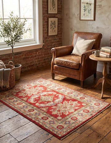2' 7 x 4' Hand Knotted Kazak Rug