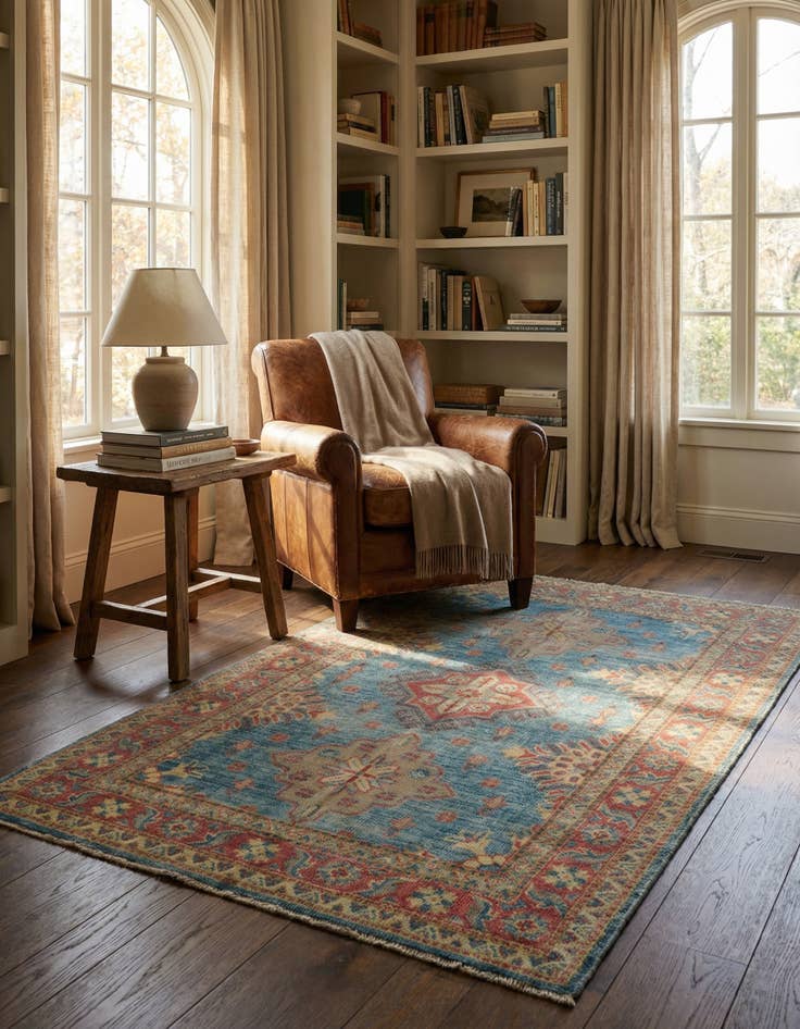 Detail image of 3' 3 x 4' 8 Hand Knotted Oushak Wool Rug