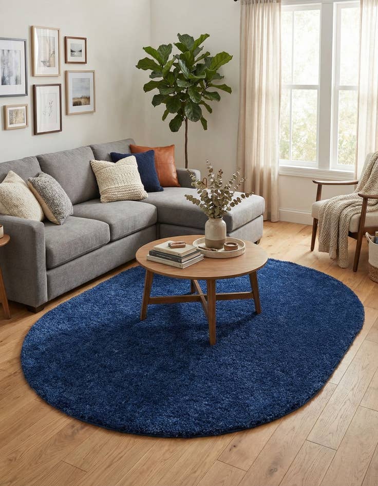 Detail image of 8' x 10' Solid Frieze Oval Rug