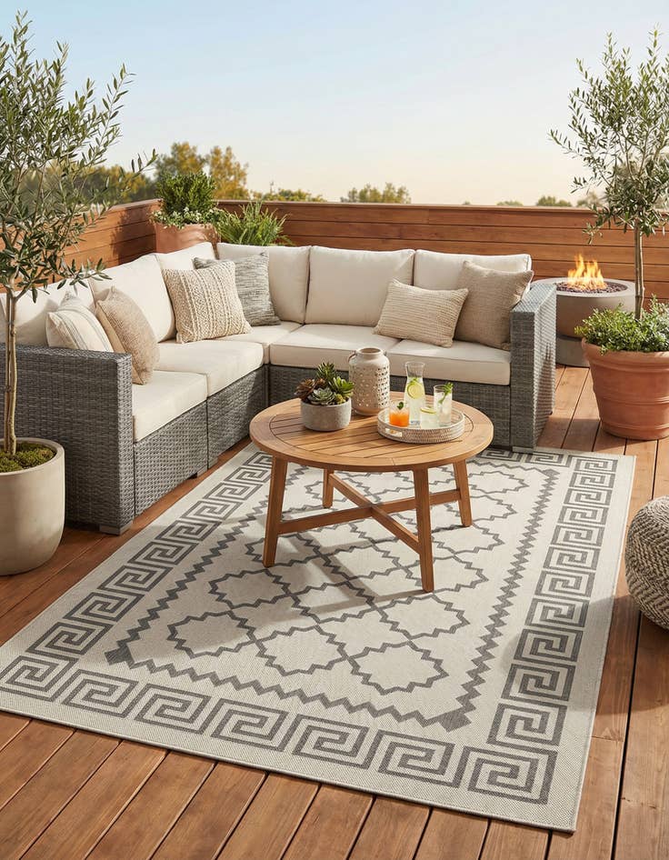Detail image of 5' 3 x 8' Washable Lattice Indoor / Outdoor Rug