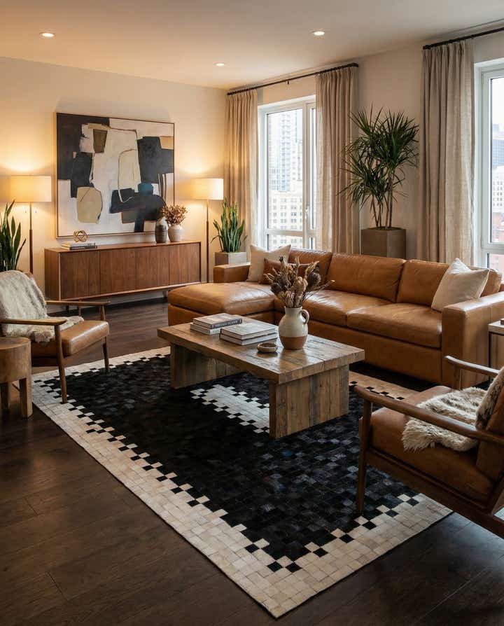 5' x 8' 2 Cowhide - Patchwork Rug