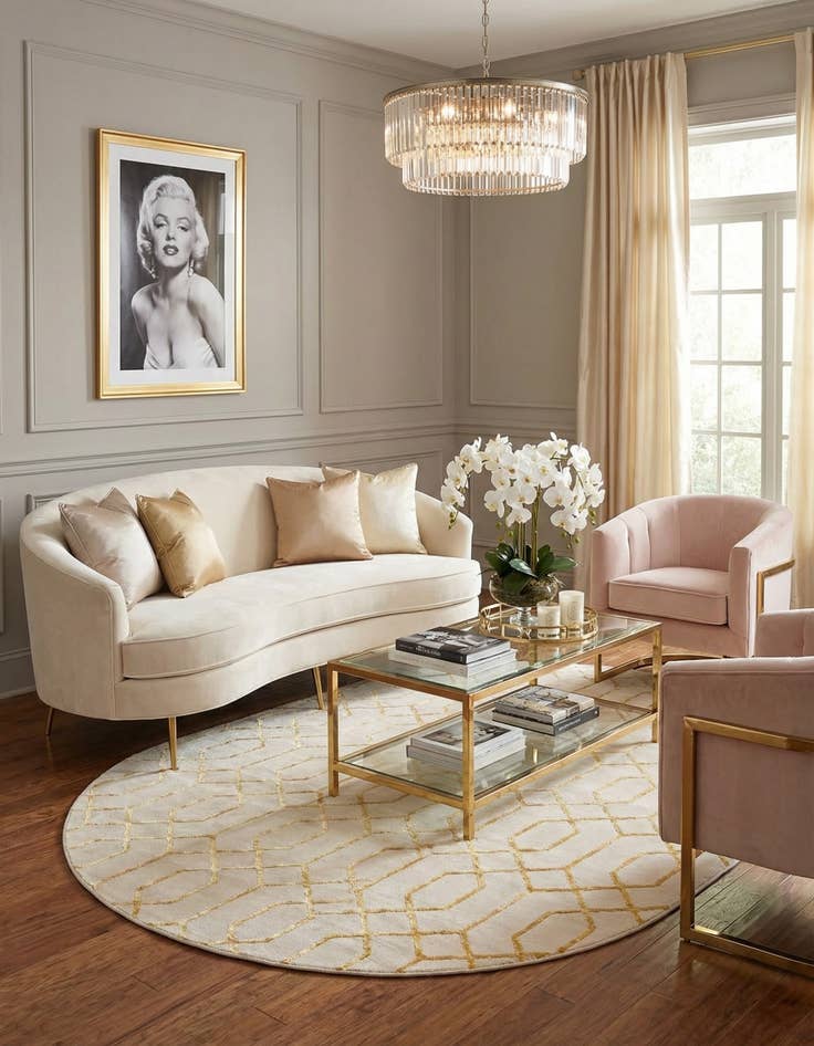 Detail image of 7' 10 x 10' Marilyn Monroe&trade; Glam Trellis Oval Rug