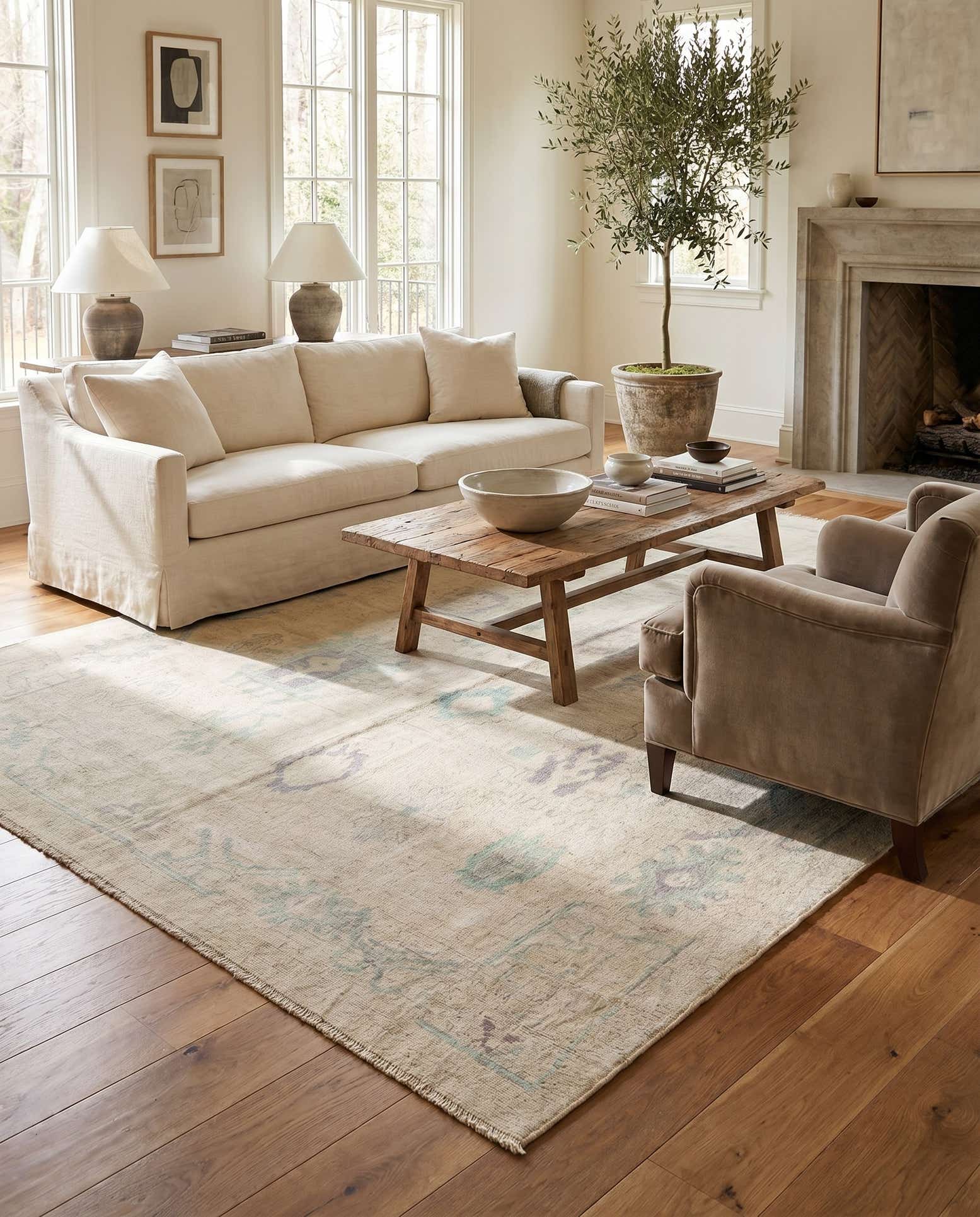8' 7 x 11' 6 Hand Knotted Oushak Wool Rug