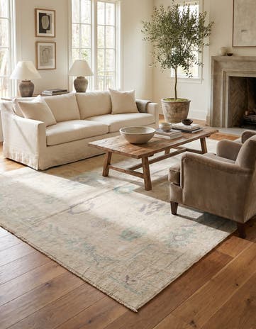 8' 7 x 11' 6 Hand Knotted Oushak Wool Rug