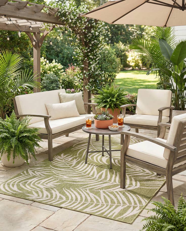 Detail image of 4' x 6' Easy-Clean Botanical Indoor / Outdoor Rug