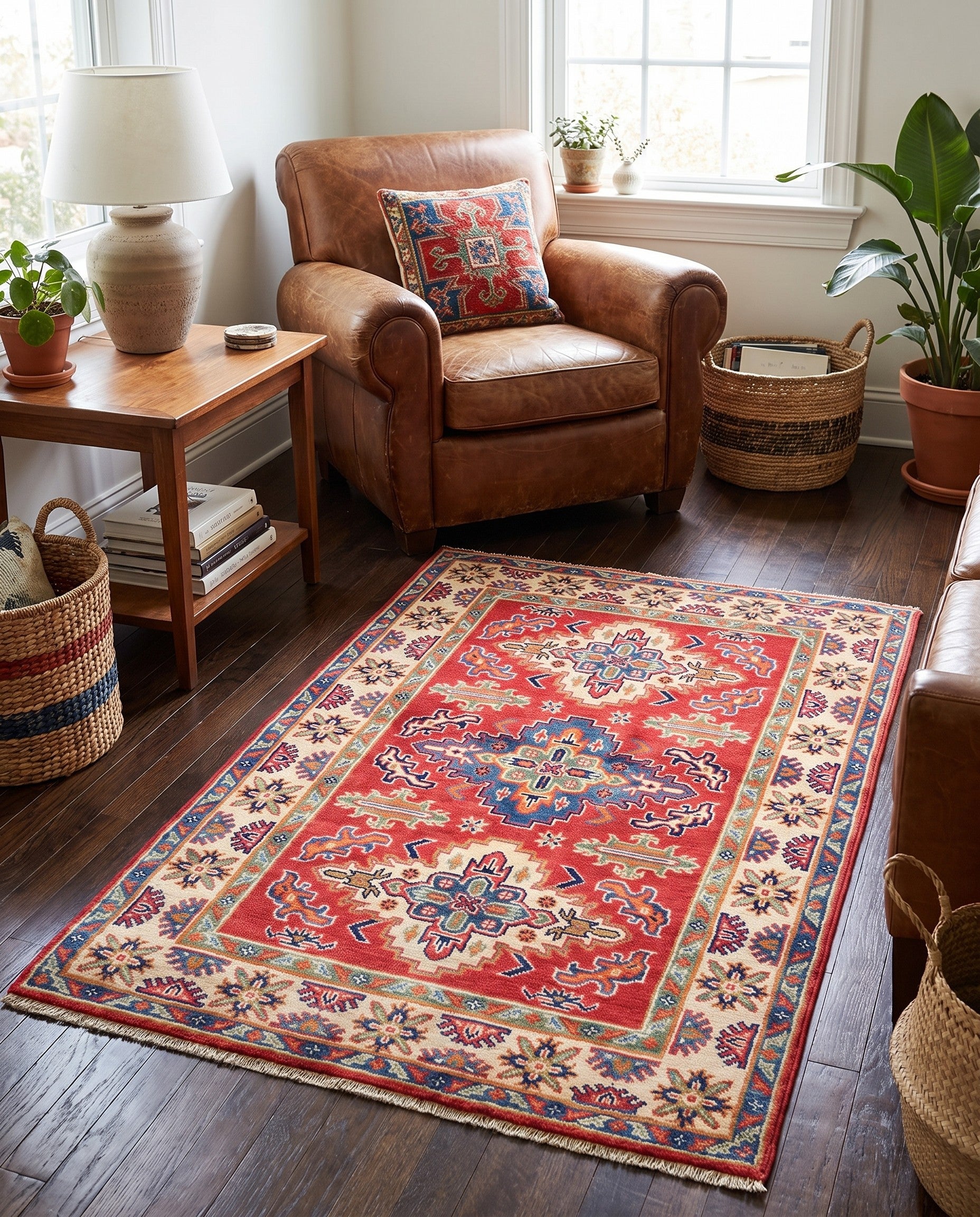 3' 2 x 4' 11 Hand Knotted Kazak Rug
