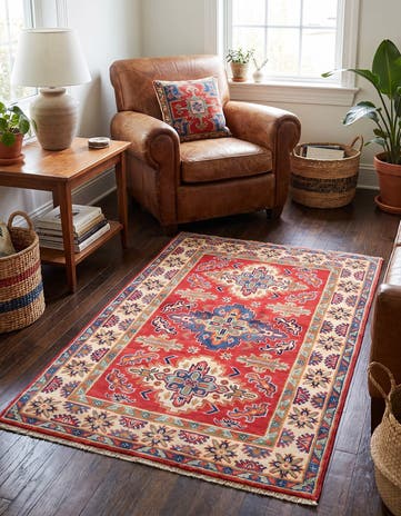 3' 2 x 4' 11 Hand Knotted Kazak Rug