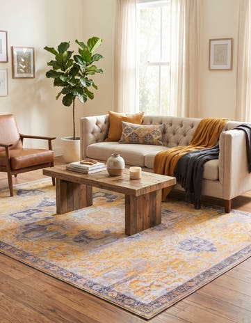 Tuscan Yellow Washable Francesca Rug
