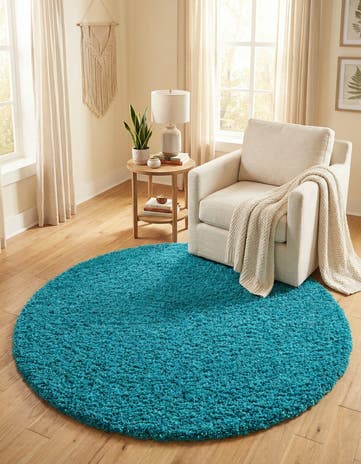 4' x 4' Solid Shag Round Rug