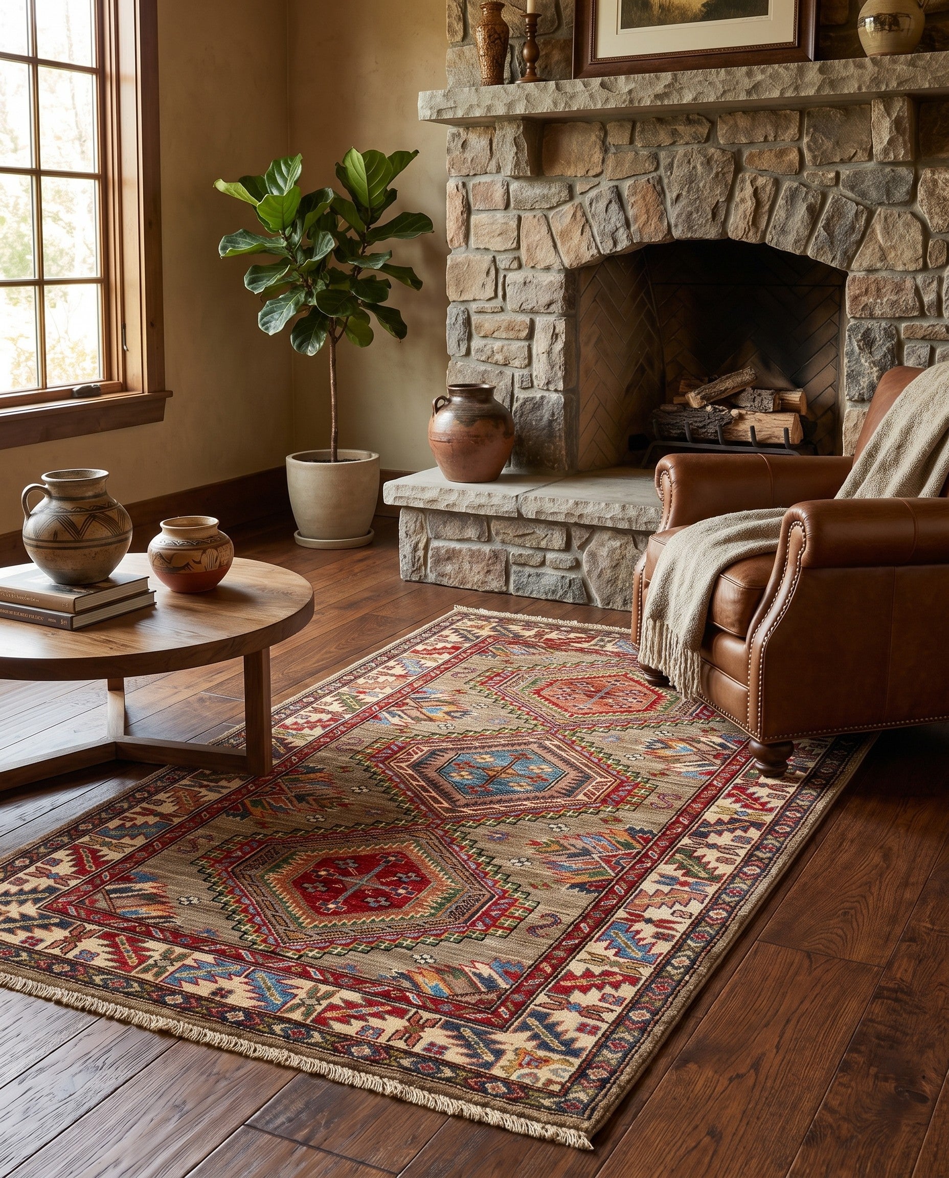 3' 4 x 5' 2 Hand Knotted Kazak Rug