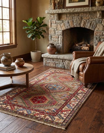 3' 4 x 5' 2 Hand Knotted Kazak Rug