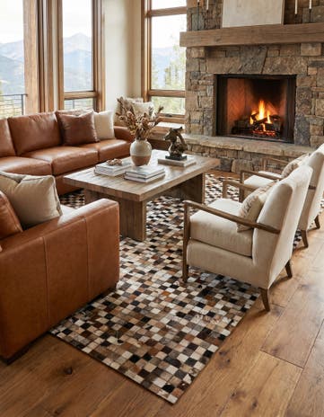 5' 1 x 8' Cowhide Leather Rug