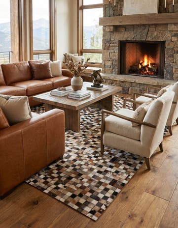 5' 1 x 8' Cowhide Leather Rug