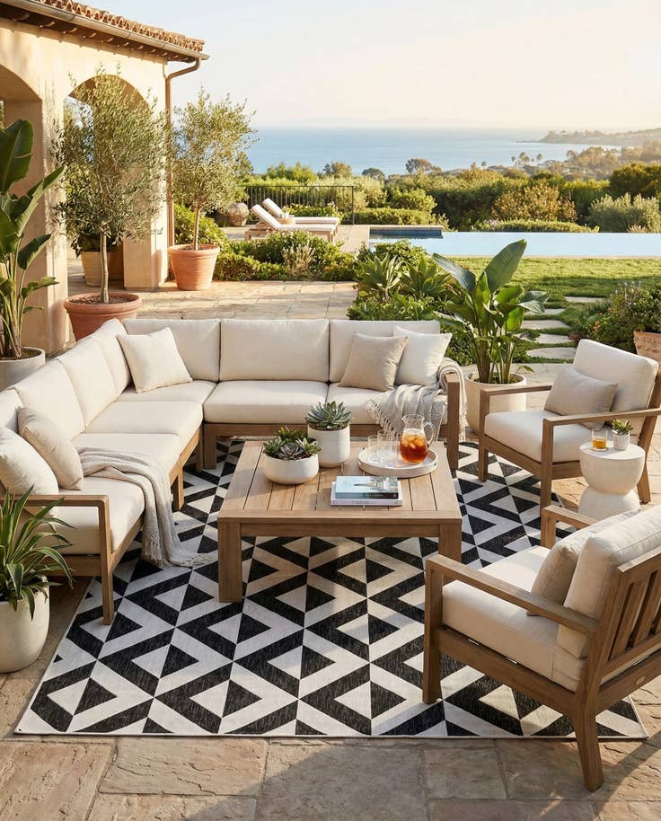 Detail image of 7' 10 x 11' Easy-Clean Jill Zarin Napa Indoor / Outdoor Rug