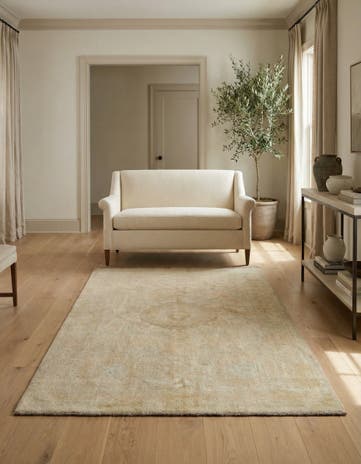 3' 11 x 6' Hand Knotted Oushak Wool Rug