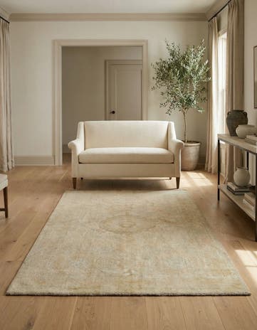3' 11 x 6' Hand Knotted Oushak Wool Rug