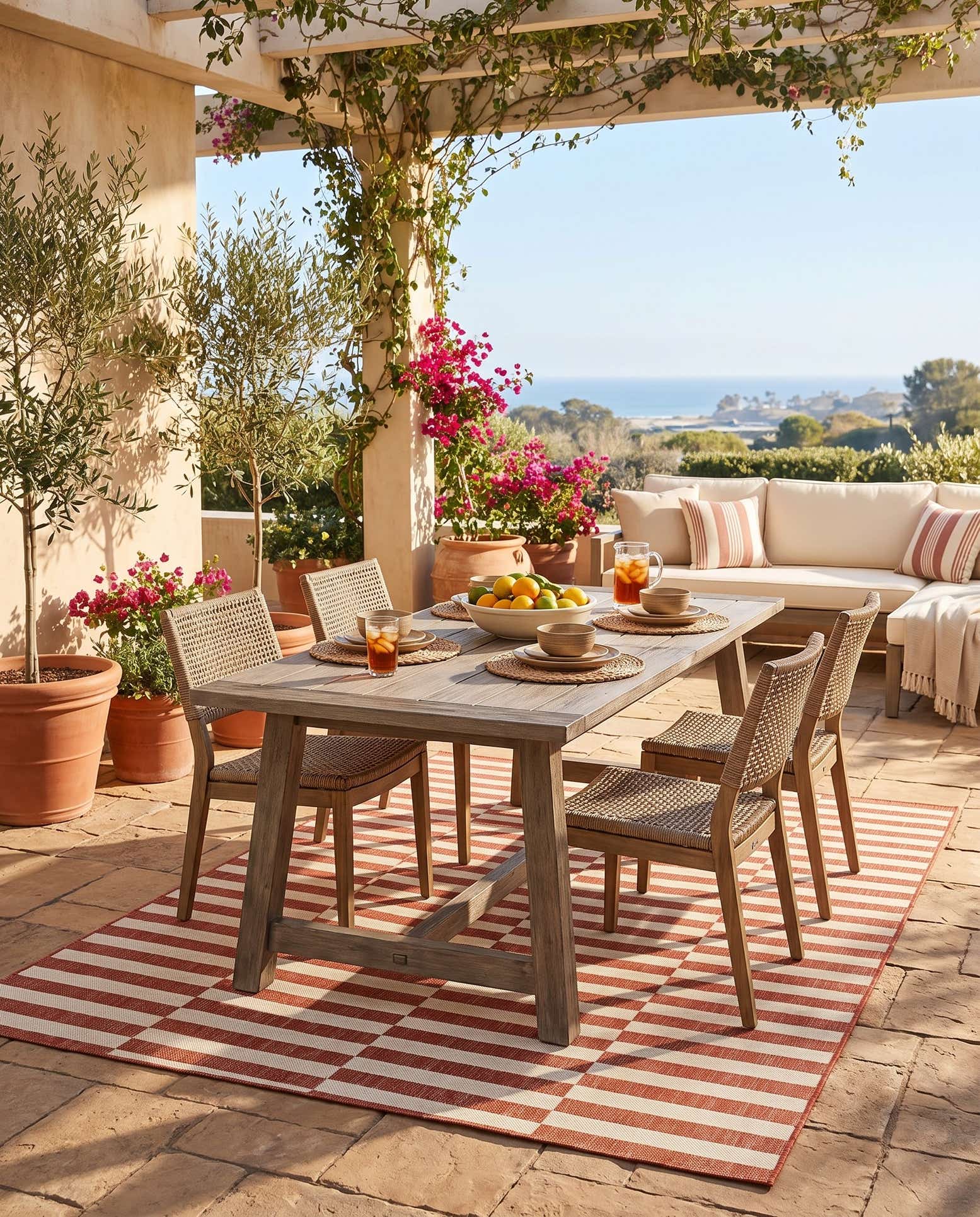 5' 3 x 8' Easy-Clean Ribbon Indoor / Outdoor Rug