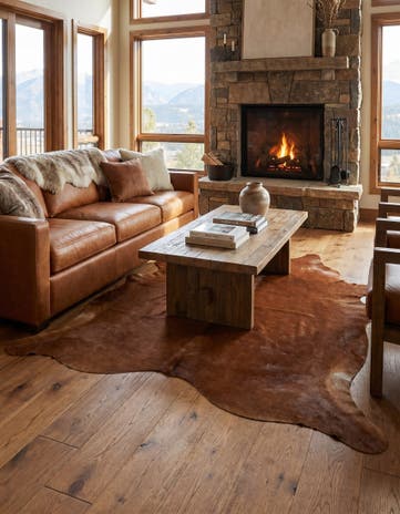 6' 6 x 7' 1 Cowhide Leather Rug