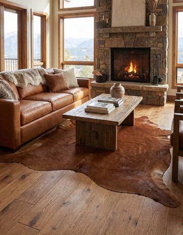 6' 6 x 7' 1 Cowhide Leather Rug