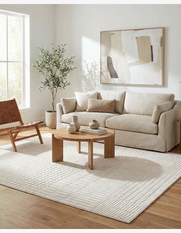 Ivory White Textura Designer Rug