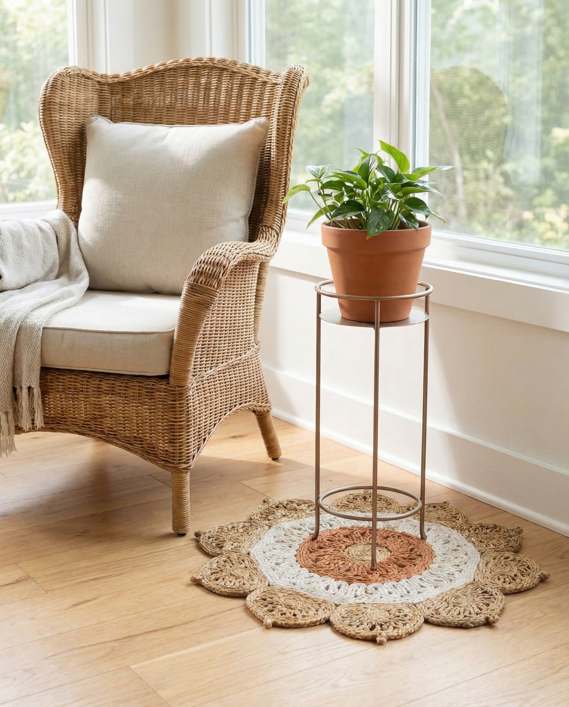 2' x 2' Handmade Braided Jute Round Rug