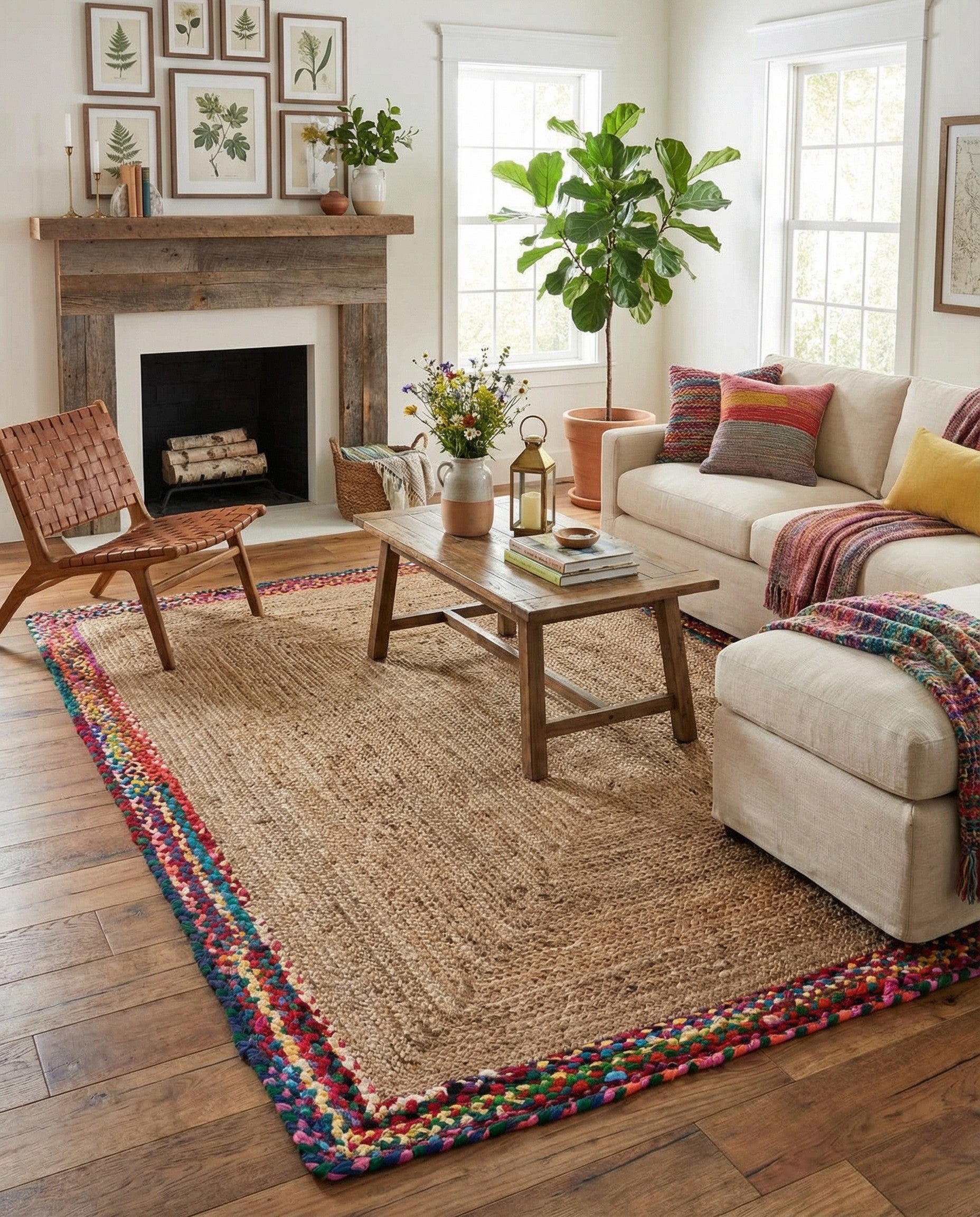 8' x 10'  Hand Braided Jute Rug