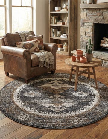 5' 3 x 5' 3 Eco Southwestern Round Rug