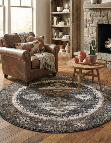 5' 3 x 5' 3 Eco Southwestern Round Rug