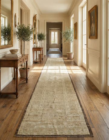 3' 3 x 15' 8 Hand Knotted Oushak Wool Runner Rug