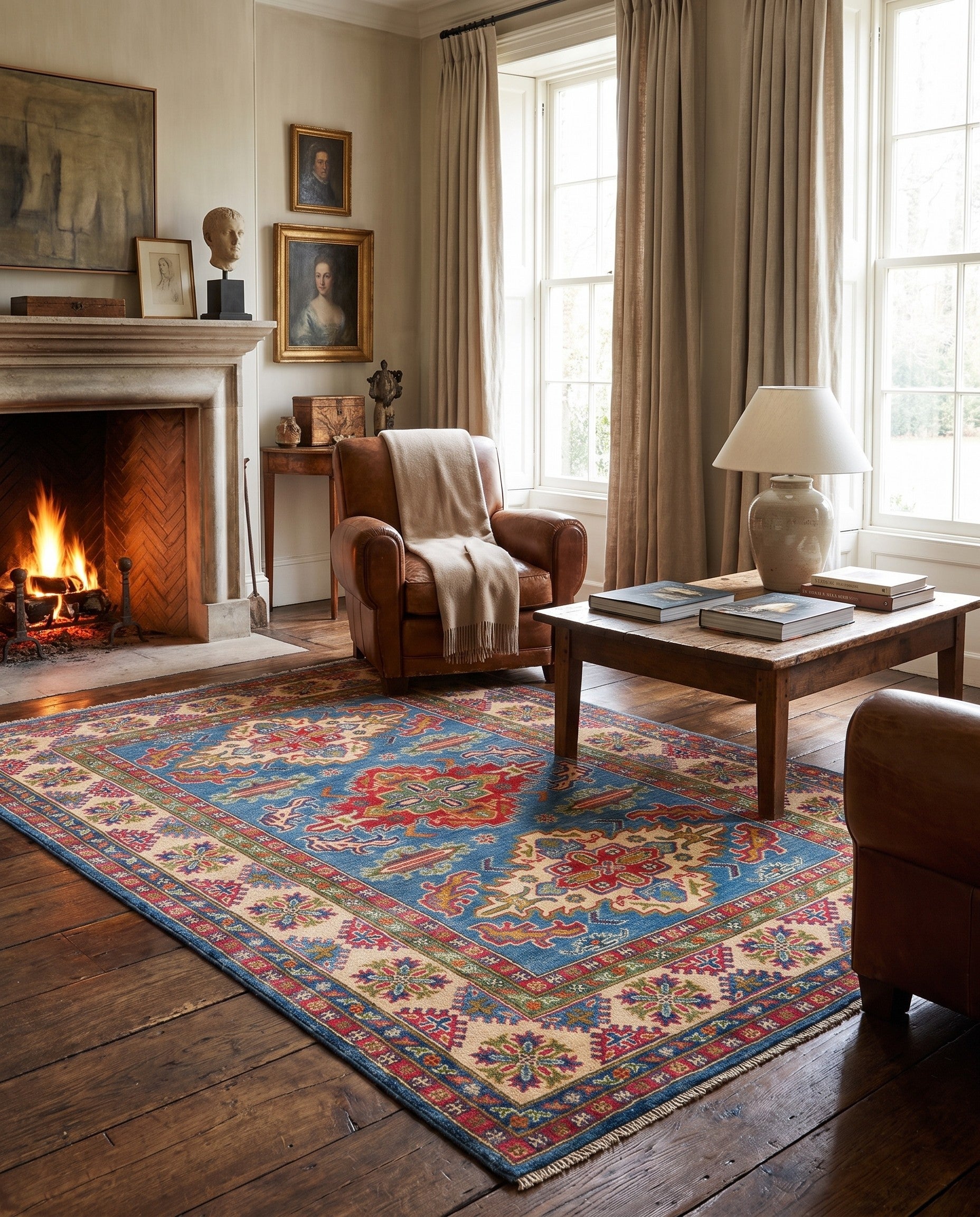 4' 9 x 7' 1 Hand Knotted Kazak Rug