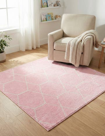 4' x 4' Lattice Frieze Square Rug