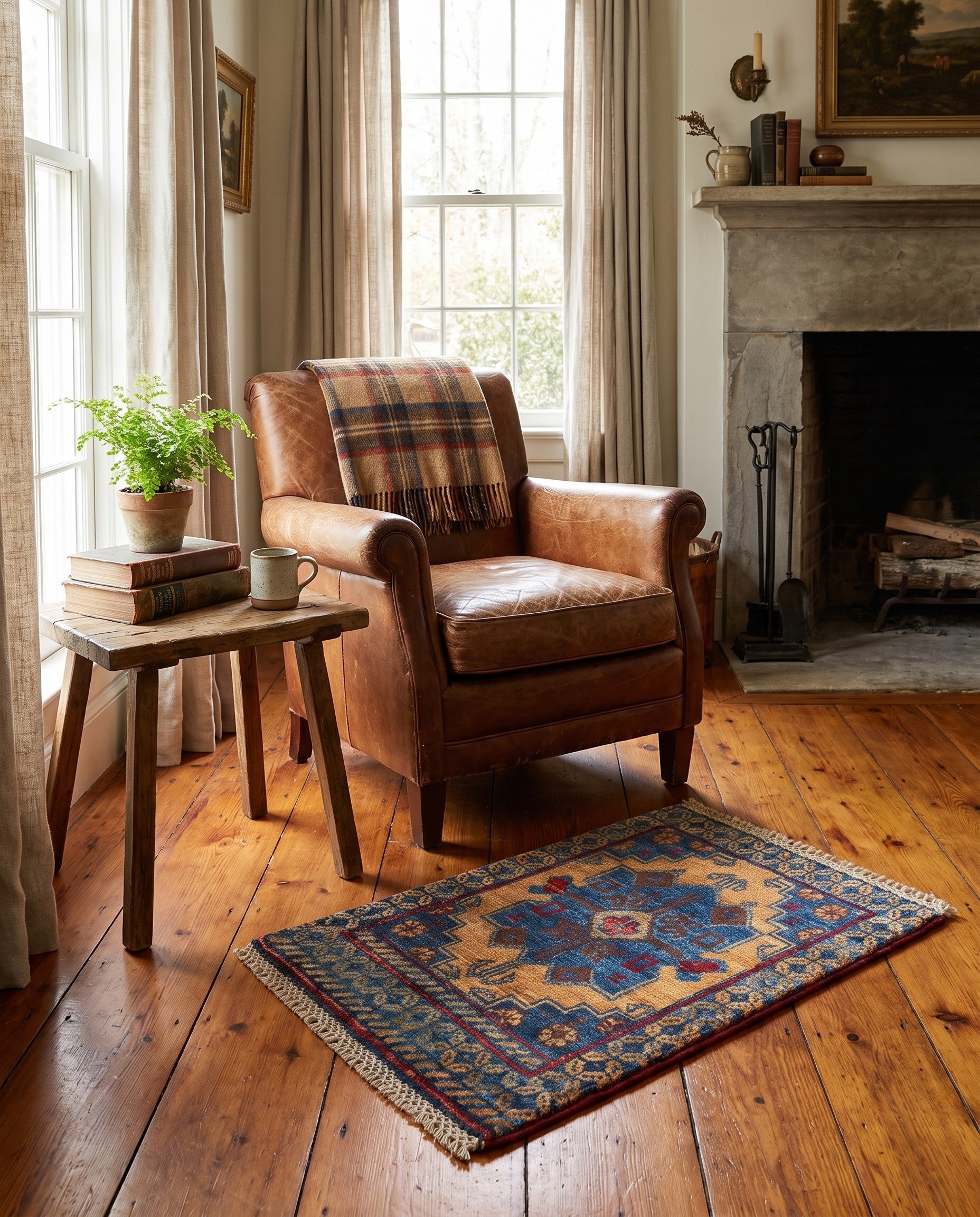 1' 4 x 2' Hand Knotted Ziegler Rug