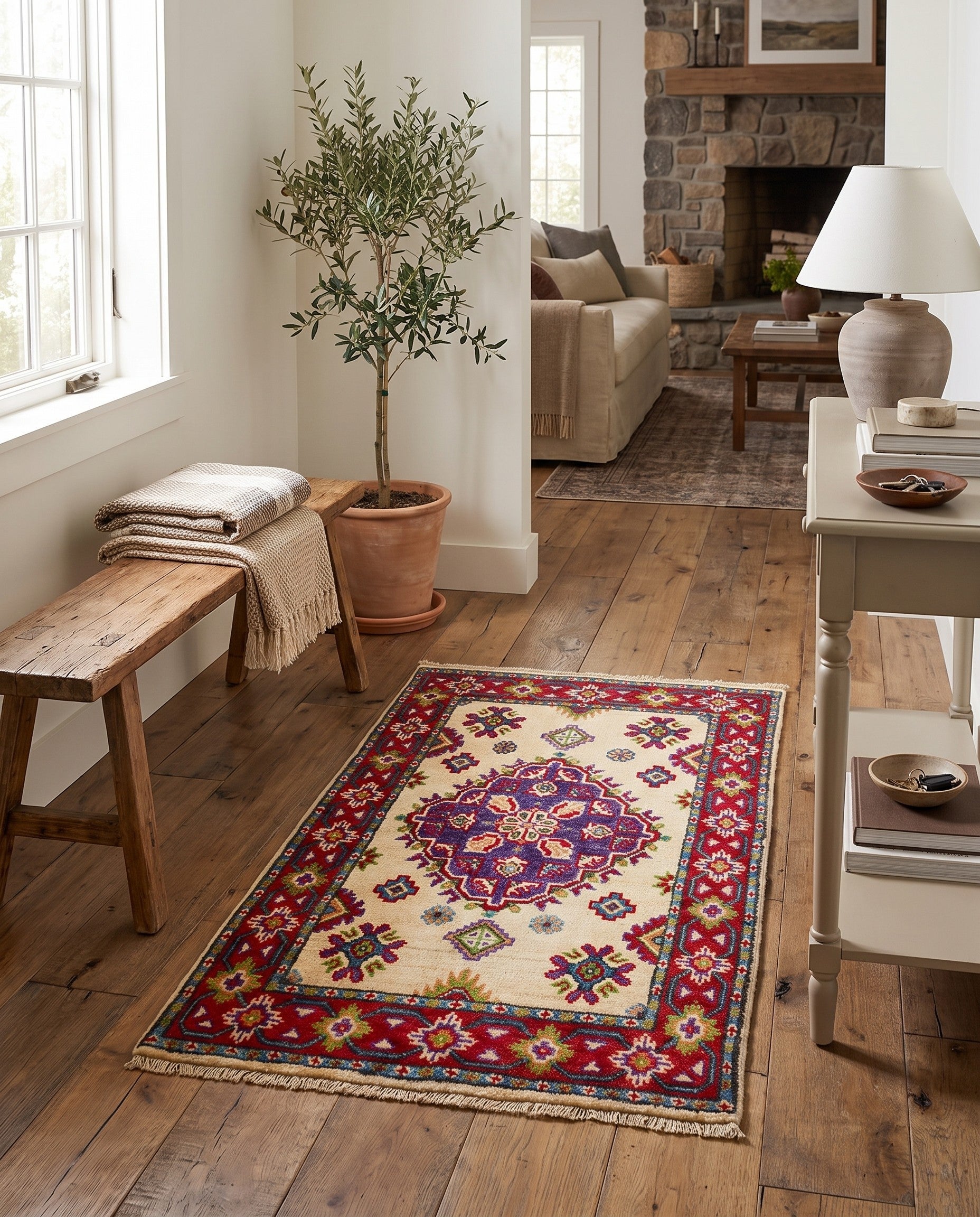 2' x 3' 3 Hand Knotted Kazak Rug