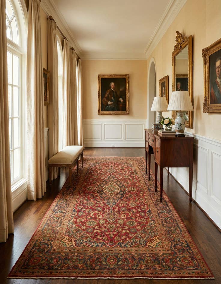 Detail image of 6' 4 x 10' 11 Hand Knotted Kashan Persian Wool Runner Rug